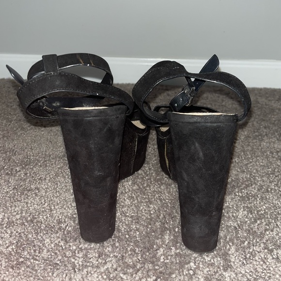 Black Suede Open Toe Wedges - Picture 6 of 7